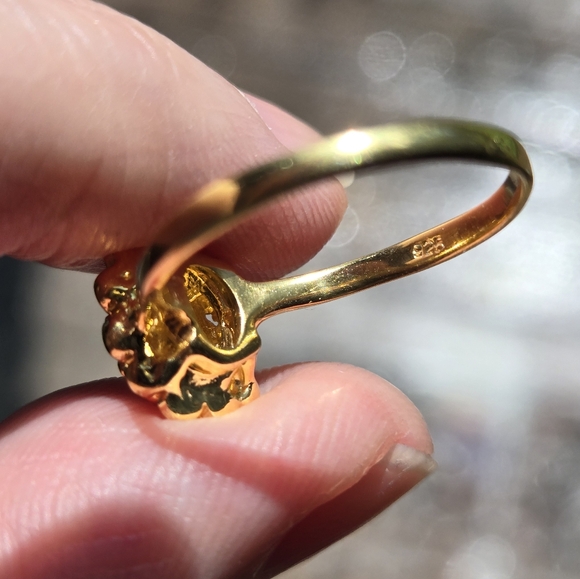 2k Sapphire flower sterling & gold ring sz8 - Picture 7 of 8